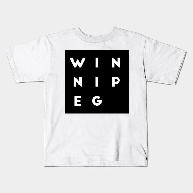 Winnipeg | White square, white letters | Canada Kids T-Shirt by Classical